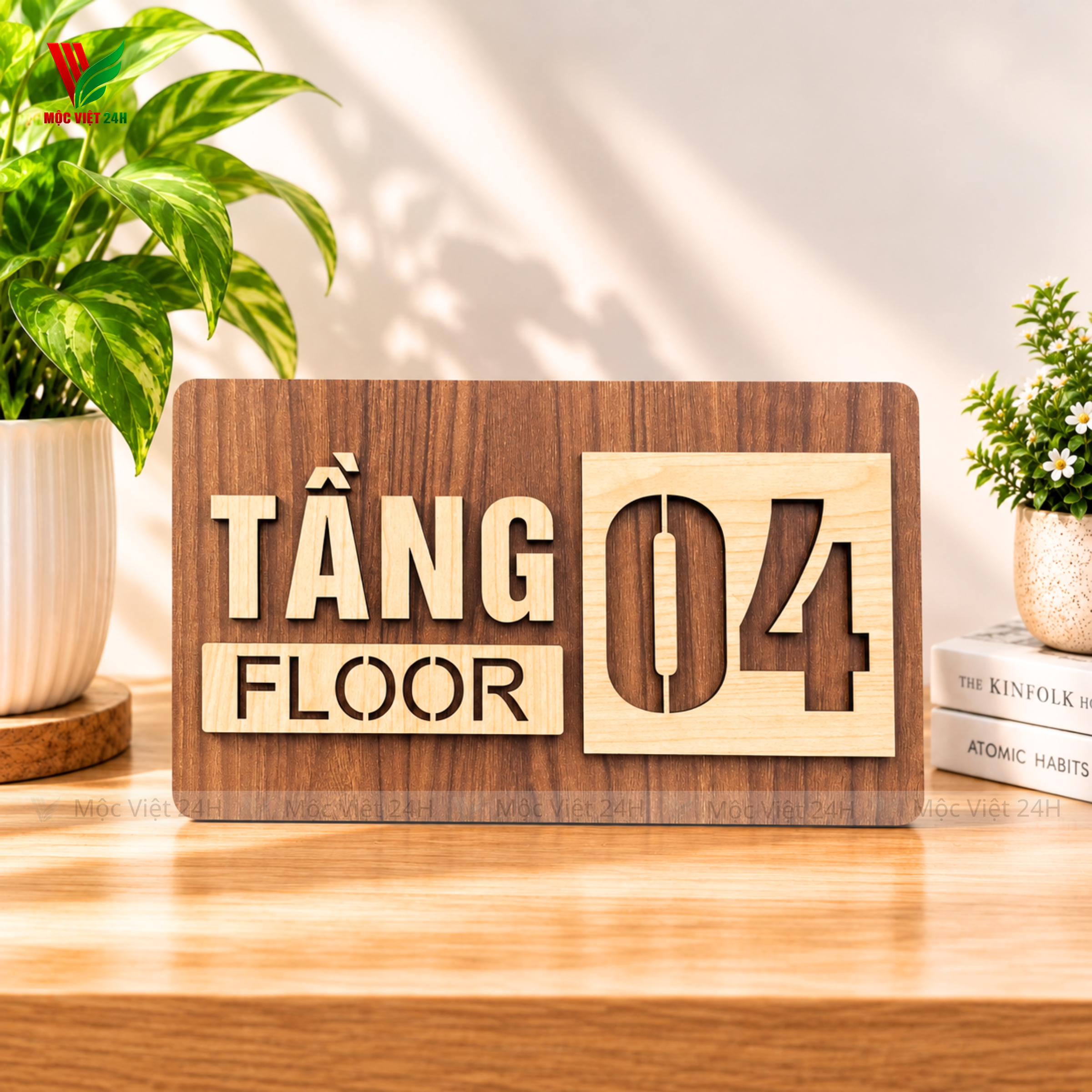 Bảng Số Tầng Bằng Gỗ Decor Phong Cách Hiện Đại - MV001