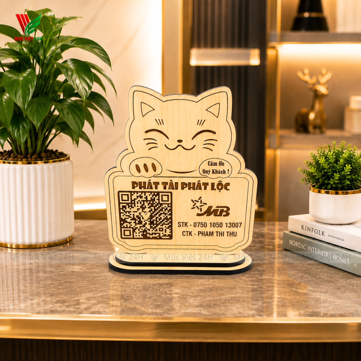Bảng Gỗ Mã QR Để Bàn Làm Theo Yêu Cầu - MV002
