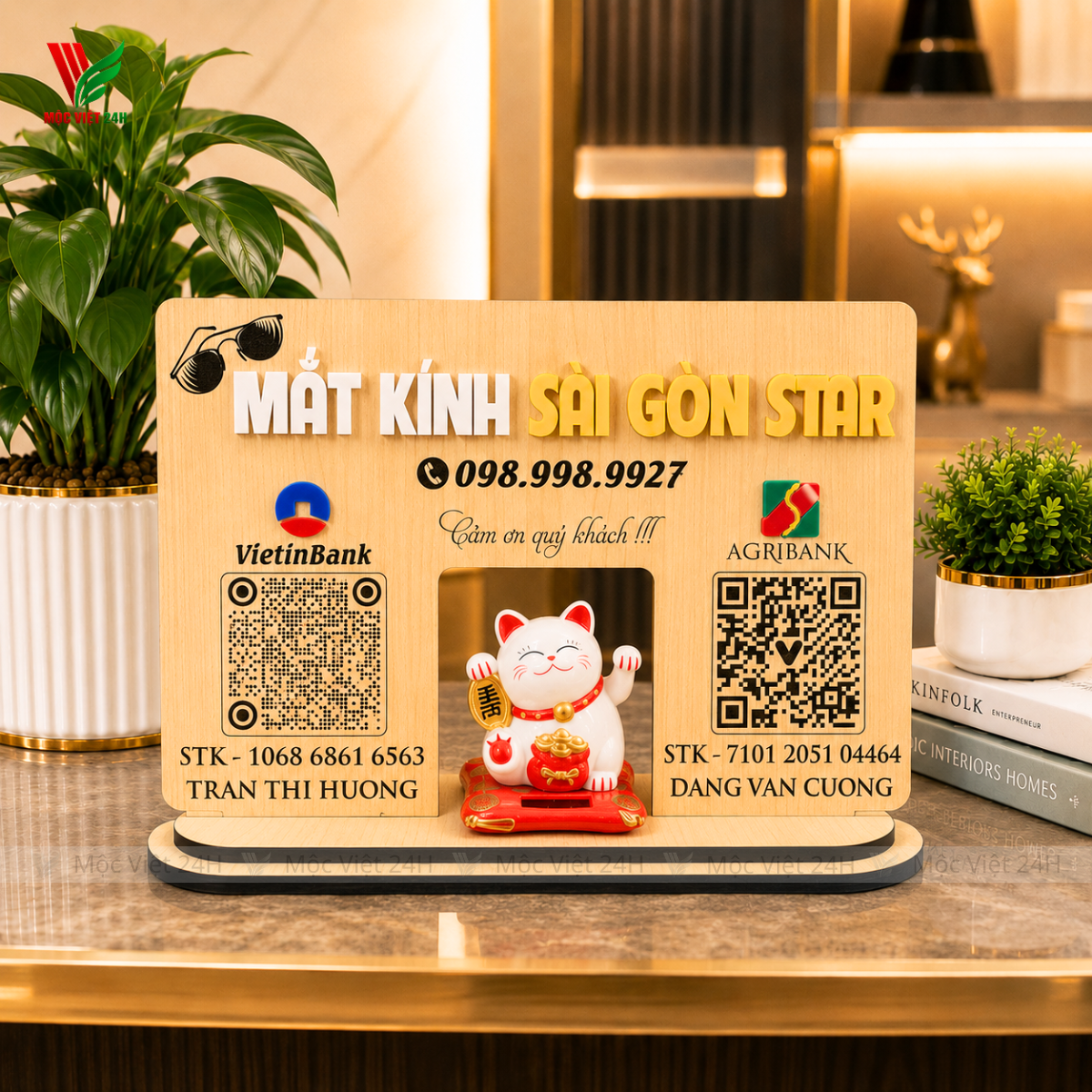 Bảng Gỗ Mã QR Để Bàn Làm Theo Yêu Cầu - MV003