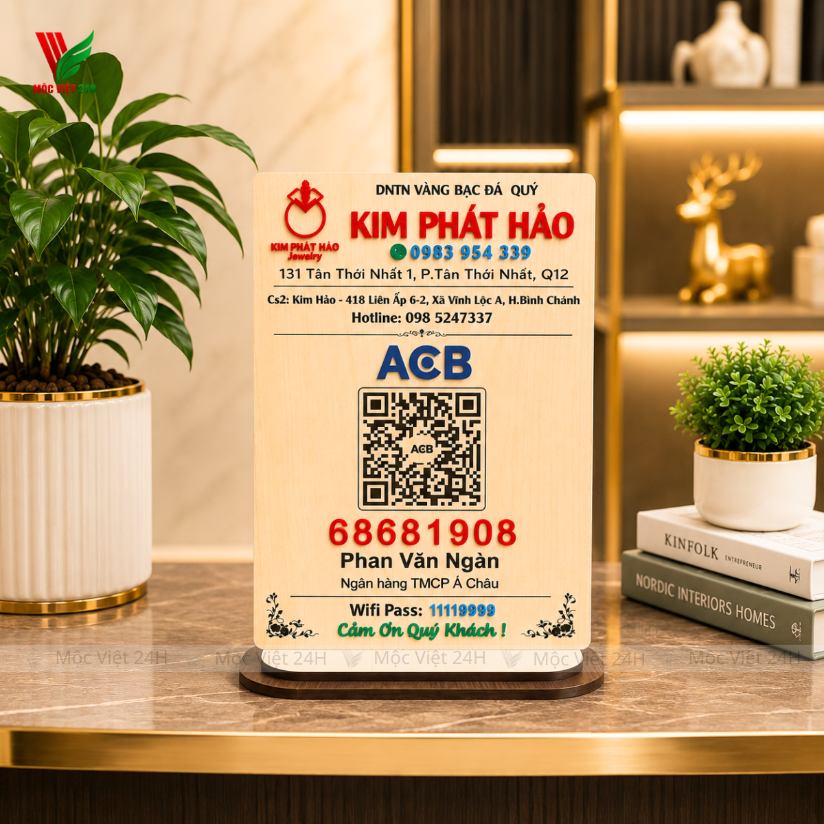 Bảng Gỗ Mã QR Để Bàn Làm Theo Yêu Cầu - MV004