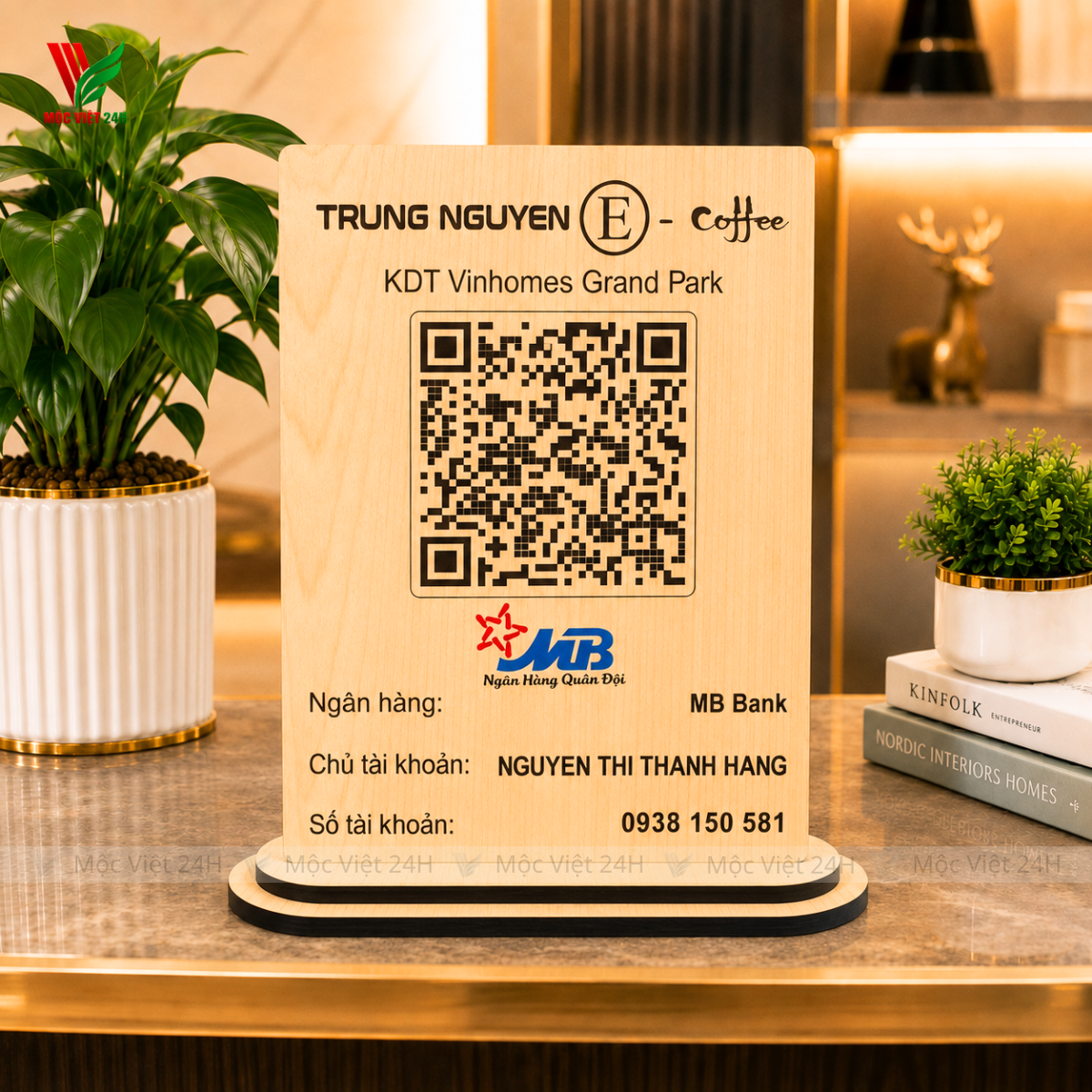 Bảng Gỗ Mã QR Để Bàn Làm Theo Yêu Cầu - MV005
