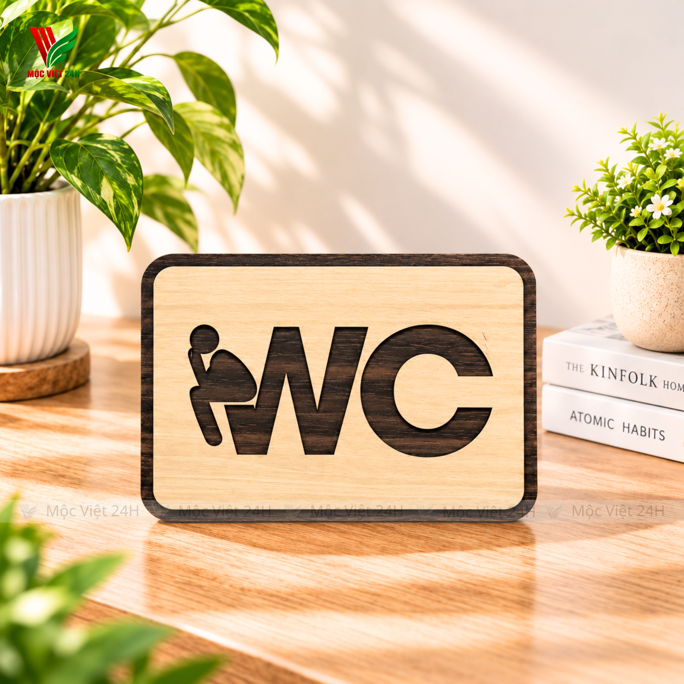 Bảng WC Gỗ Mũi Tên Chỉ Hướng Nhà Vệ Sinh - MV003