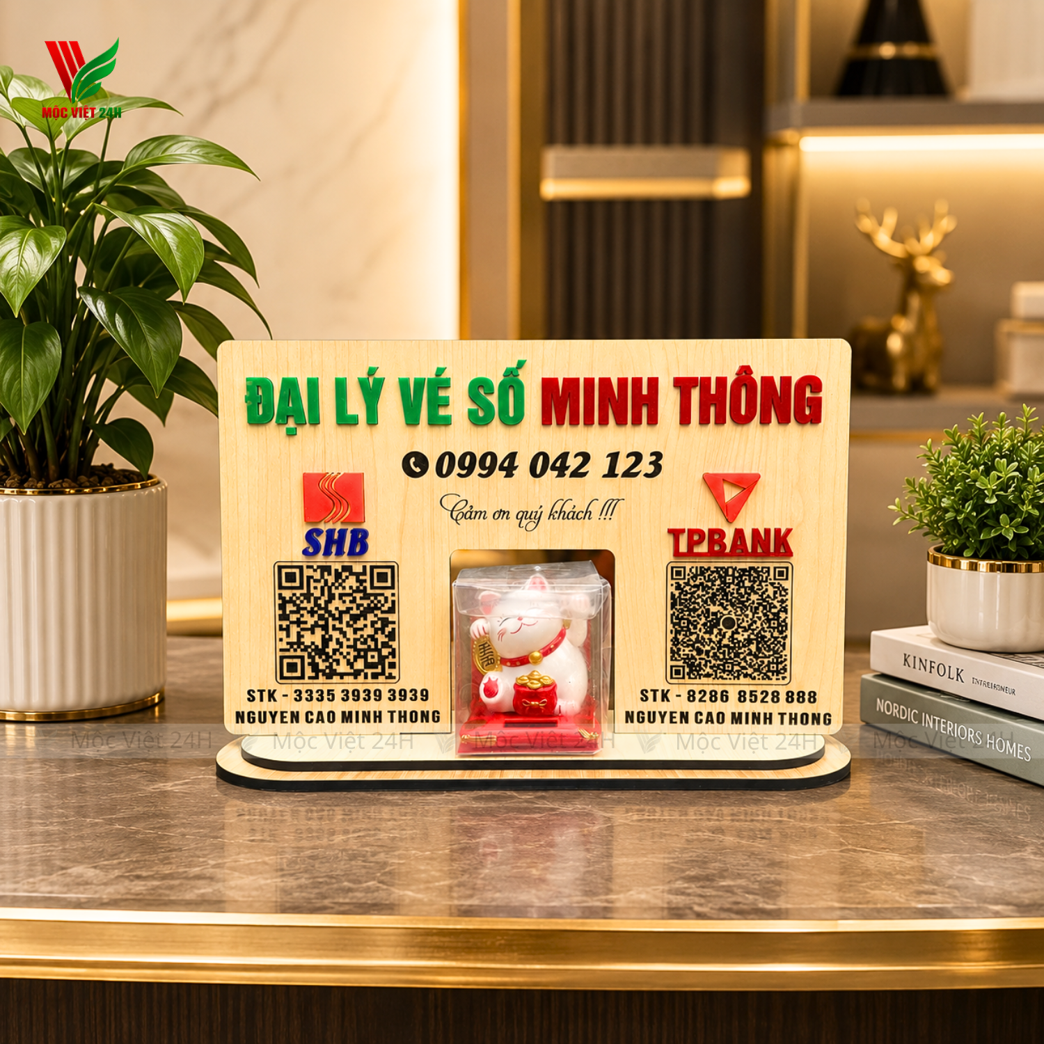 Bảng Gỗ Mã QR Để Bàn Làm Theo Yêu Cầu - MV001