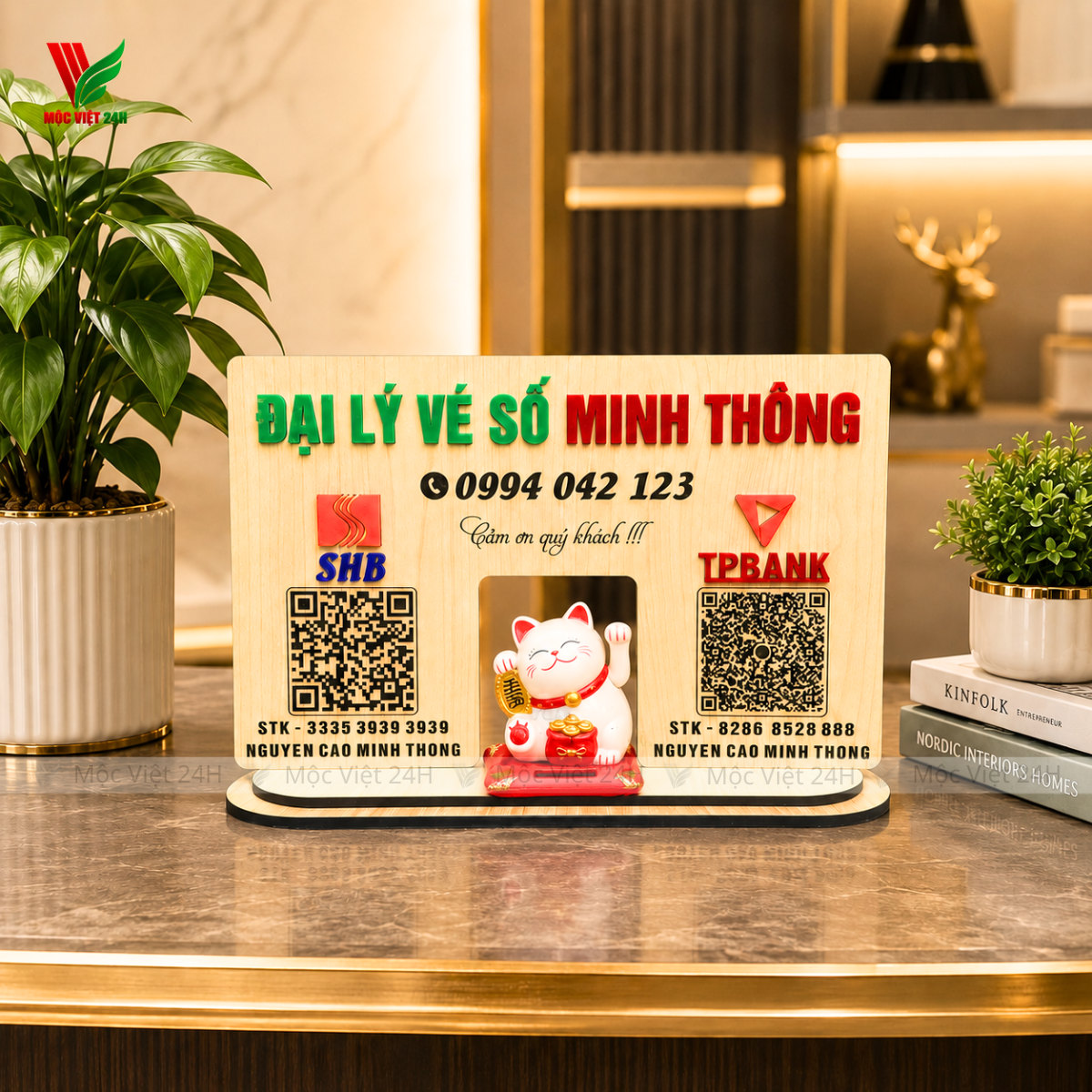 Bảng Gỗ Mã QR Để Bàn Làm Theo Yêu Cầu - MV001