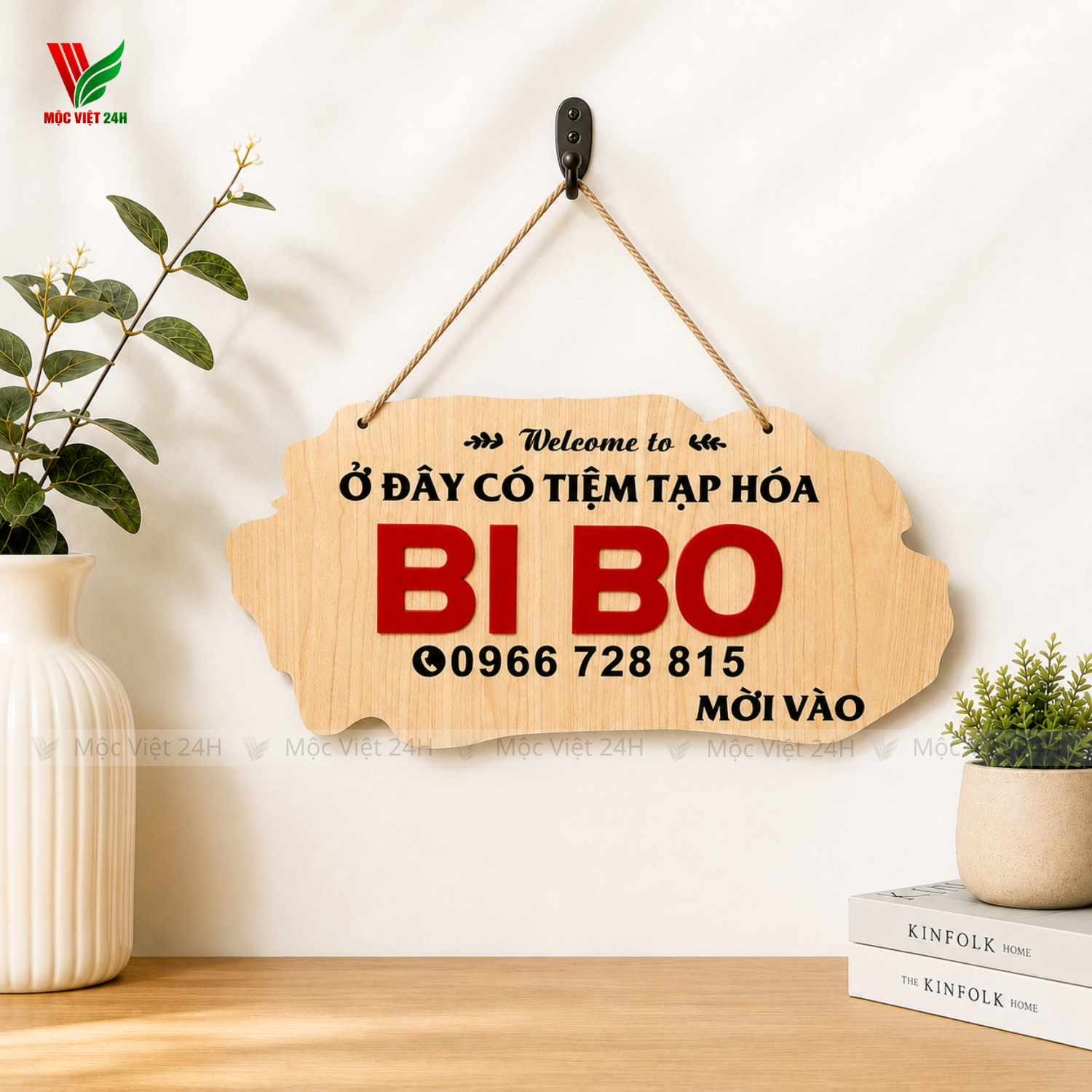 Bảng Gỗ Tên Shop Làm Theo Yêu Cầu - MV004