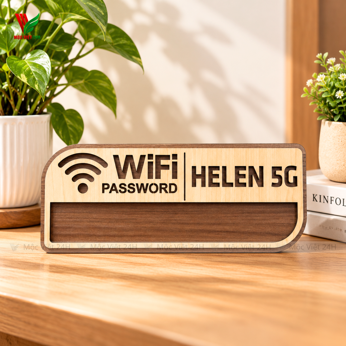 Bảng WiFi Dán Tường Bằng Gỗ - MV002